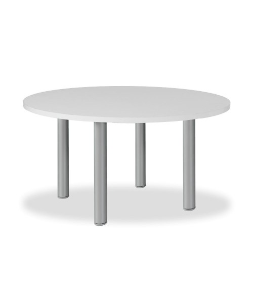 Tavolo tondo Manila con gambe in acciaio verniciato alluminio e piano colore bianco 120x120 cm.