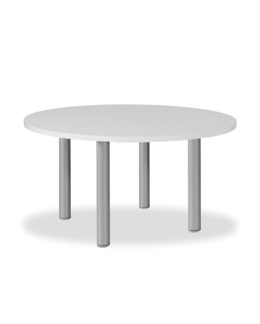 Tavolo tondo Manila con gambe in acciaio verniciato alluminio e piano colore bianco 120x120 cm.