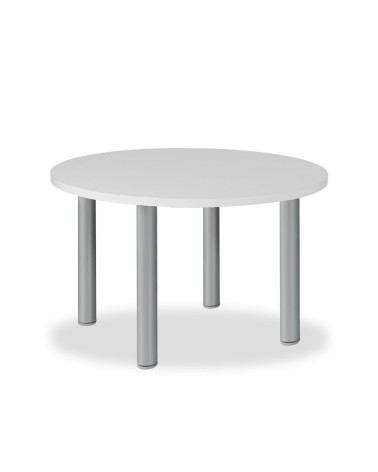 Tavolo tondo Manila con gambe in acciaio verniciato alluminio e piano colore bianco 90x90 cm.