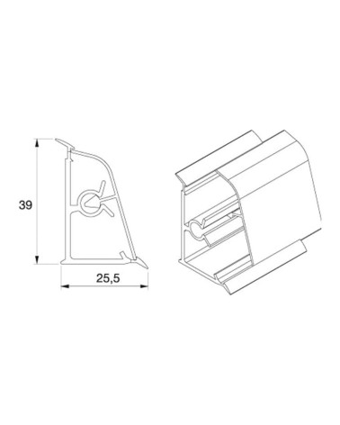 Alzatina triangolare in pvc rivestita in carta colore nero selenio