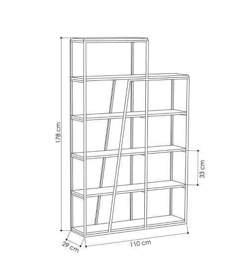 Libreria Pal colore antracite 110x29x178 cm