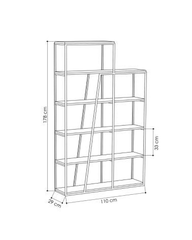 Libreria Pal colore antracite 110x29x178 cm