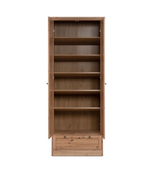 Armadio Timber 40A con 2 ante e 1 cassetto in rovere anticato con pomelli in metallo