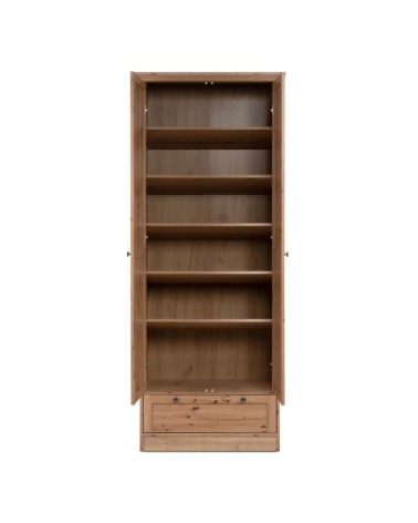 Armadio Timber 40A con 2 ante e 1 cassetto in rovere anticato con pomelli in metallo