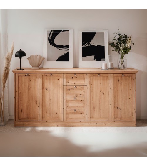 Credenza Timber 51A con 4 ante e 4 cassetti colore rovere anticato
