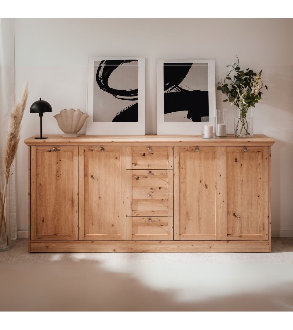Credenza Timber 51A con 4 ante e 4 cassetti colore rovere anticato