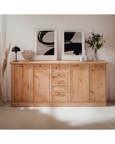 Credenza Timber 51A con 4 ante e 4 cassetti colore rovere anticato