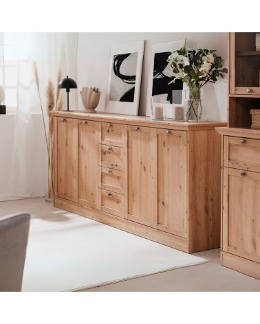 Credenza Timber 51A con 4 ante e 4 cassetti colore rovere anticato