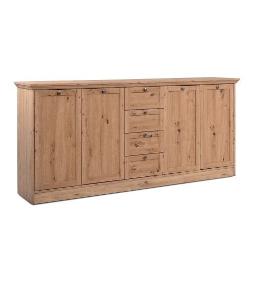 Credenza Timber 51A con 4 ante e 4 cassetti colore rovere anticato