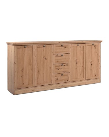Credenza Timber 51A con 4 ante e 4 cassetti colore rovere anticato