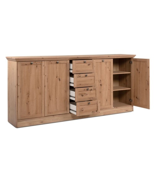 Credenza Timber 51A con 4 ante e 4 cassetti colore rovere anticato