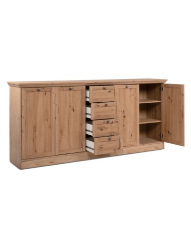 Credenza Timber 51A con 4 ante e 4 cassetti colore rovere anticato