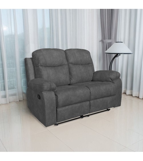 Divano Chicago 2 posti reclinabile in tessuto Ranger 11 grigio scuro
