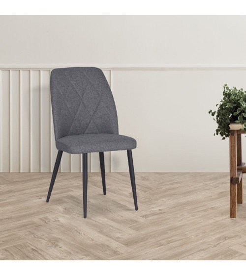 Sedia Vika in tessuto Nordic 15 grigio con piedini neri set 4 pezzi