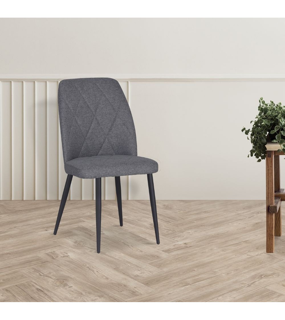Sedia Vika in tessuto Nordic 15 grigio con piedini neri set 4 pezzi