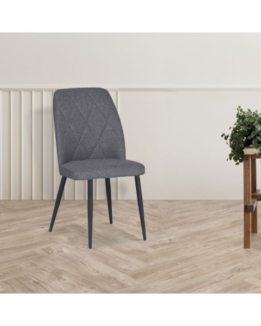 Sedia Vika in tessuto Nordic 15 grigio con piedini neri set 4 pezzi