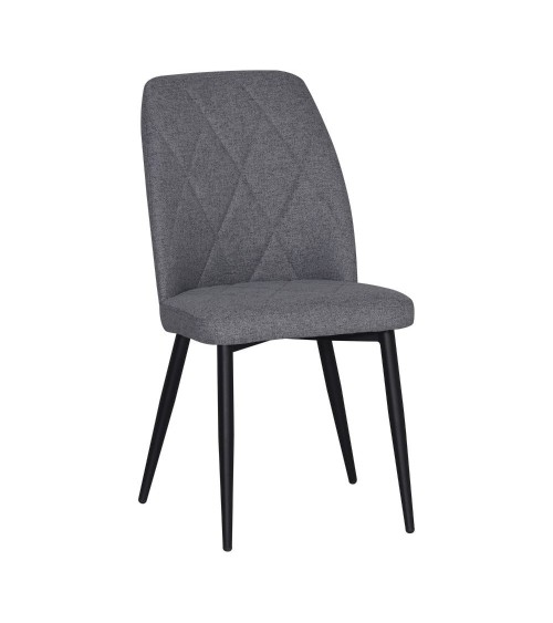 Sedia Vika in tessuto Nordic 15 grigio con piedini neri set 4 pezzi