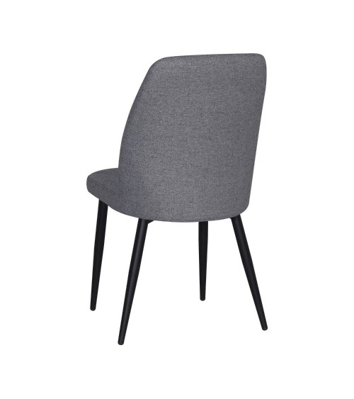 Sedia Vika in tessuto Nordic 15 grigio con piedini neri set 4 pezzi