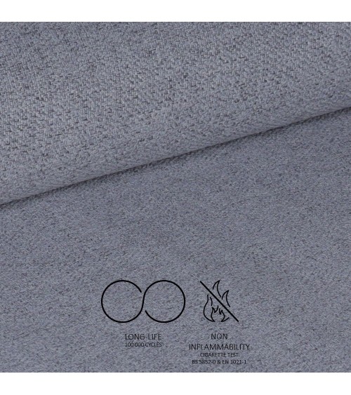 Sedia Vika in tessuto Nordic 15 grigio con piedini neri set 4 pezzi