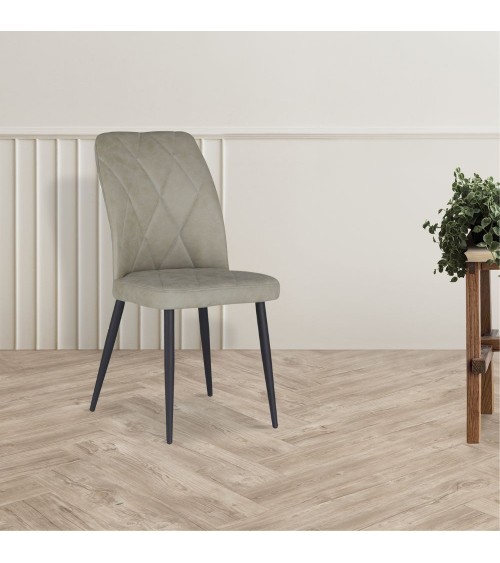 Sedia Vika in nabuk Uras 2 tortora con piedini neri set 4 pezzi