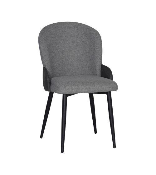 Sedia Simo in tessuto Nordic 16 grigio chiaro con dettaglio posteriore in nabuk Uras 10 antracite e gambe nere set 2 pezzi