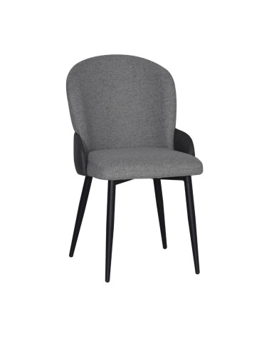 Sedia Simo in tessuto Nordic 16 grigio chiaro con dettaglio posteriore in nabuk Uras 10 antracite e gambe nere set 2 pezzi