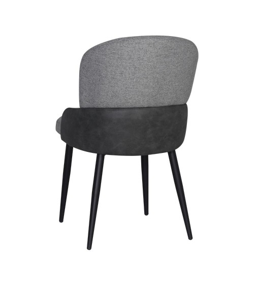 Sedia Simo in tessuto Nordic 16 grigio chiaro con dettaglio posteriore in nabuk Uras 10 antracite e gambe nere set 2 pezzi