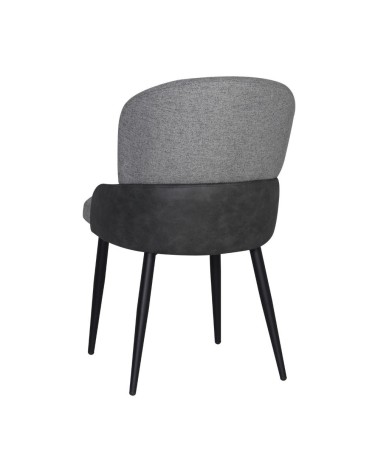 Sedia Simo in tessuto Nordic 16 grigio chiaro con dettaglio posteriore in nabuk Uras 10 antracite e gambe nere set 2 pezzi