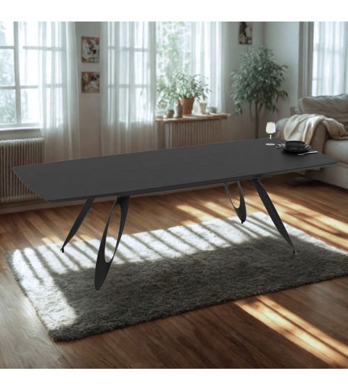 Tavolo allungabile Merkur con top e gambe colore nero