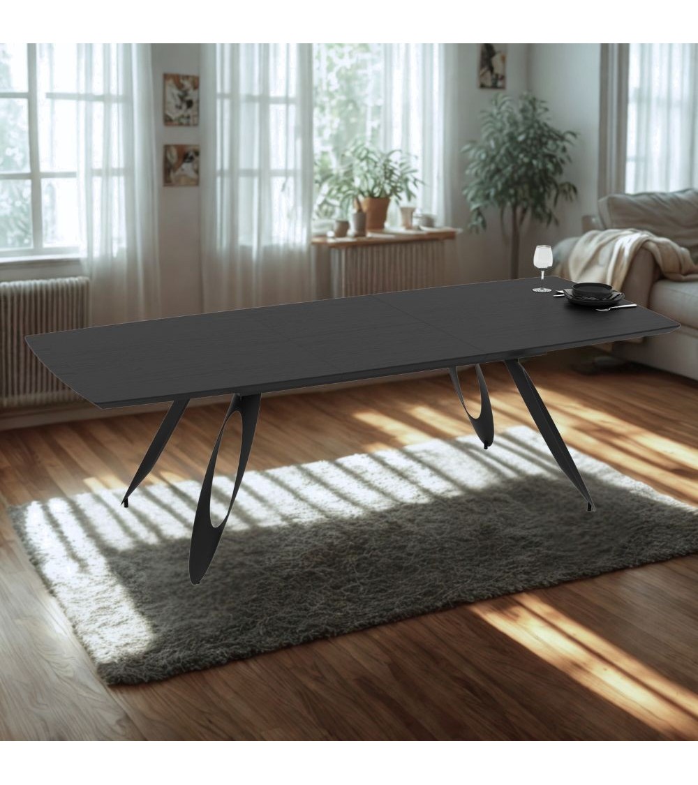 Tavolo allungabile Merkur con top e gambe colore nero