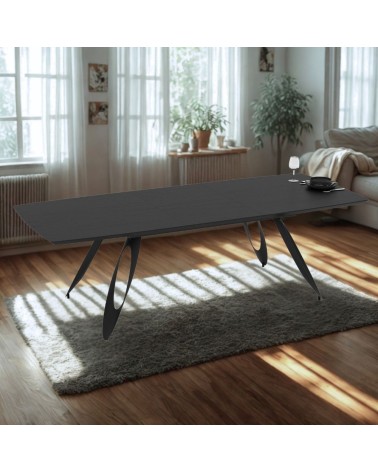 Tavolo allungabile Merkur con top e gambe colore nero