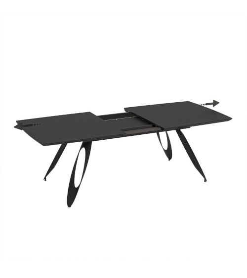 Tavolo allungabile Merkur con top e gambe colore nero