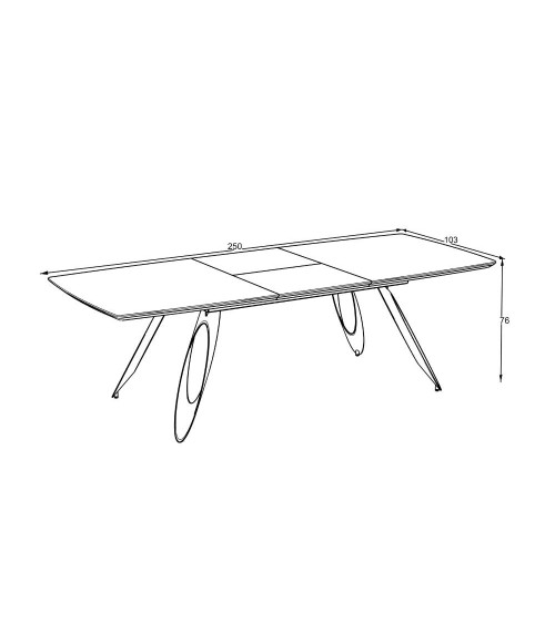 Tavolo allungabile Merkur con top e gambe colore nero