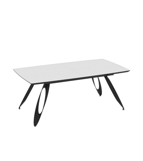 Tavolo allungabile Merkur con top bianco frassinato e gambe colore nero