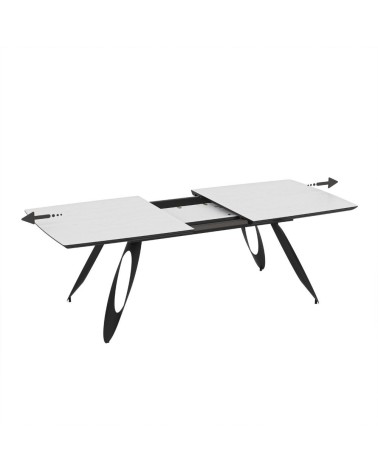 Tavolo allungabile Merkur con top bianco frassinato e gambe colore nero
