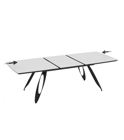 Tavolo allungabile Merkur con top bianco frassinato e gambe colore nero