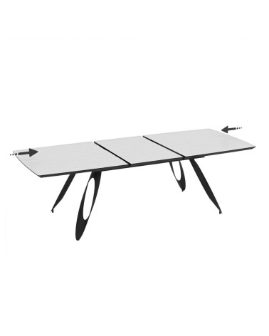 Tavolo allungabile Merkur con top bianco frassinato e gambe colore nero