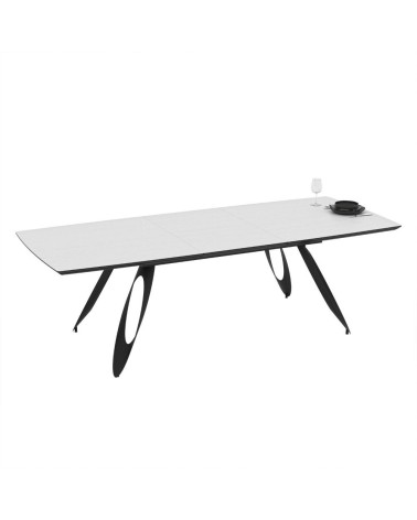 Tavolo allungabile Merkur con top bianco frassinato e gambe colore nero