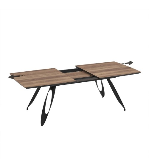 Tavolo allungabile Merkur con top rovere hazar frassinato e gambe colore nero