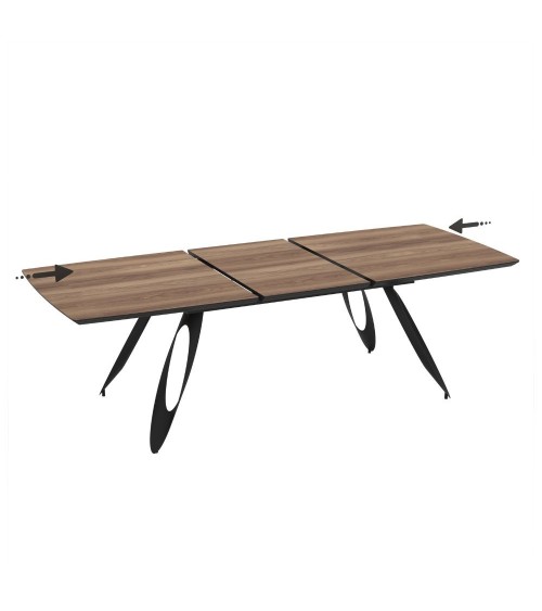 Tavolo allungabile Merkur con top rovere hazar frassinato e gambe colore nero