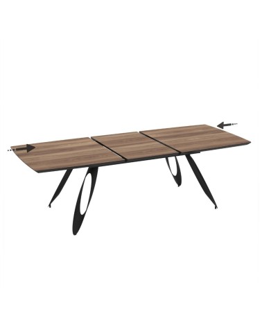 Tavolo allungabile Merkur con top rovere hazar frassinato e gambe colore nero