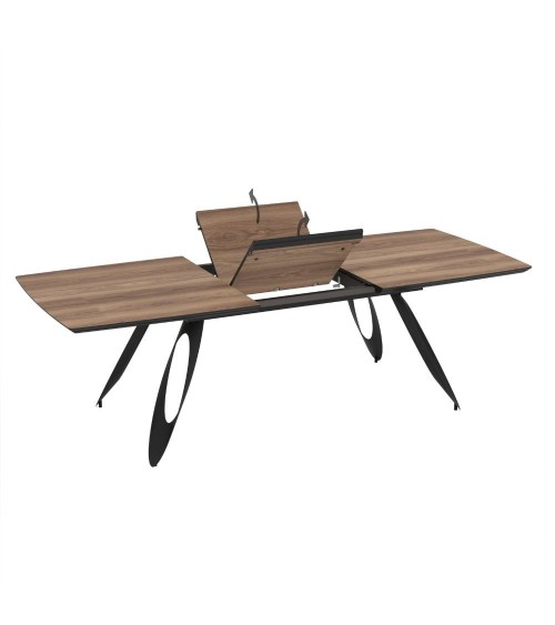 Tavolo allungabile Merkur con top rovere hazar frassinato e gambe colore nero