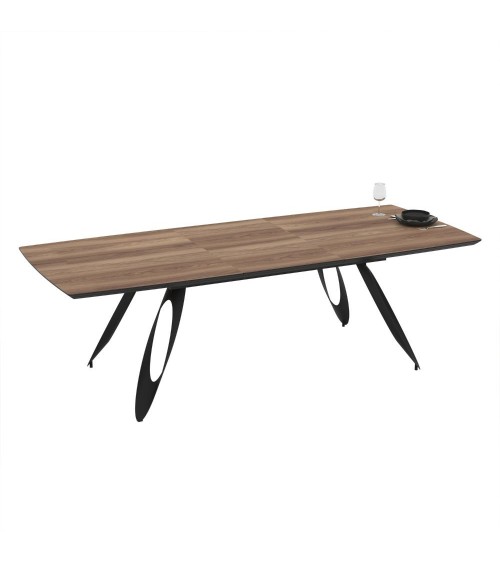 Tavolo allungabile Merkur con top rovere hazar frassinato e gambe colore nero