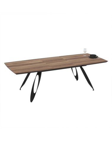 Tavolo allungabile Merkur con top rovere hazar frassinato e gambe colore nero