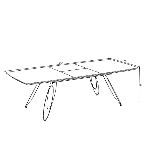 Tavolo allungabile Merkur con top rovere hazar frassinato e gambe colore nero