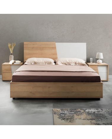 Camere da letto Fadri colore calce grigio chiaro e rovere miele