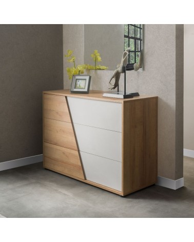 Camere da letto Fadri colore calce grigio chiaro e rovere miele