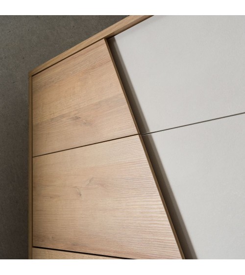 Camere da letto Fadri colore calce grigio chiaro e rovere miele