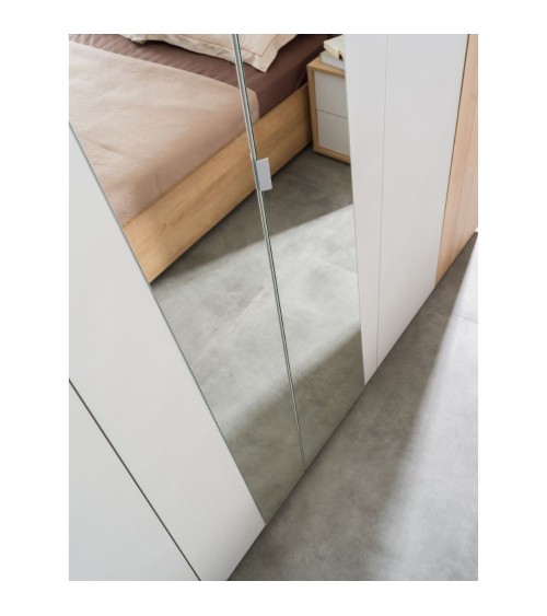 Camere da letto Fadri colore calce grigio chiaro e rovere miele