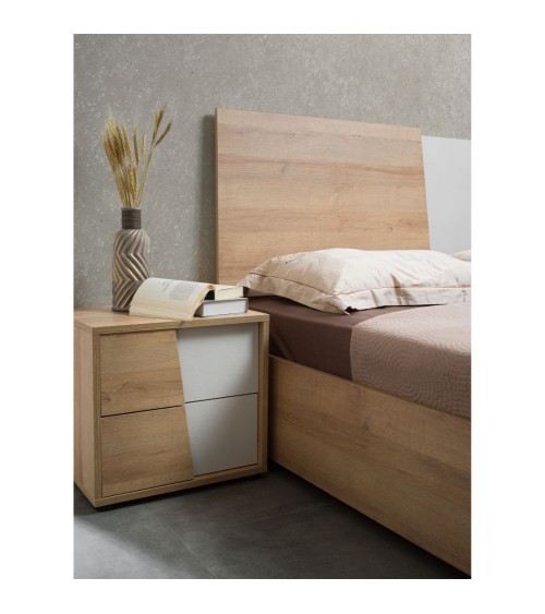 Camere da letto Fadri colore calce grigio chiaro e rovere miele
